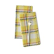 Yellow Buff and Navy Bayeux Palette Asymmetric Plaid