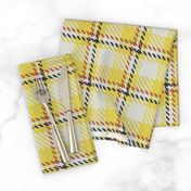 Yellow Buff and Navy Bayeux Palette Asymmetric Plaid