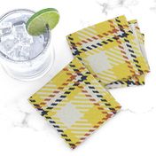 Yellow Buff and Navy Bayeux Palette Asymmetric Plaid