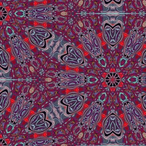 Kaleidoscope Moths Red Upholstery Fabric