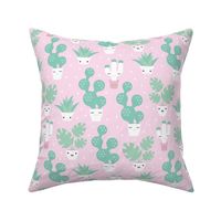 Kawaii love cactus botanical succulent garden spring summer cuteness japan lovers kids design pink and green girls pastels