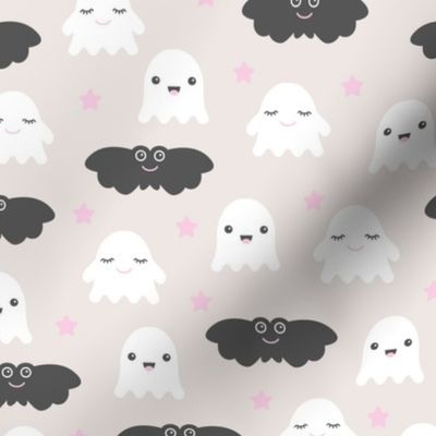 Kawaii love sweet ghosts and bats spooky halloween nights cuteness japan lovers design pink girls