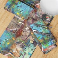 #1 Abstract Paint Graffiti Grunge || Turquoise Mint Green Blue Tan Black Copper Distressed Modern _ Miss Chiff Designs 