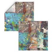 #1 Abstract Paint Graffiti Grunge || Turquoise Mint Green Blue Tan Black Copper Distressed Modern _ Miss Chiff Designs 