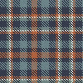 Navy Terra Cotta Blue Gray and Green Gray Bayeux Plaid