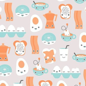 Kawaii love food eggs coffee and breakfast icons lovers design blue boys