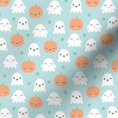 Kawaii love ghosts and pumpkins halloween fright night horror lovers design gender neutral