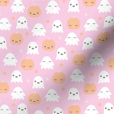 Kawaii love ghosts and pumpkins halloween fright night horror lovers design pink for girls