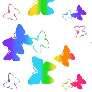 Rainbow Butterfly Silhouette Abstract Multicolor