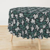 Rotated Laughing Baby Elephants with Emerald and Turquoise leaves - large print