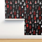 Christmas trees holiday fabric pattern black