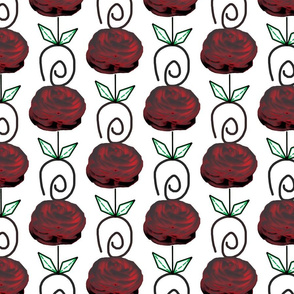 Dark Red Buttercups White Upholstery Fabric