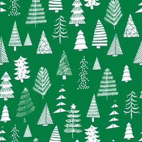 Christmas trees holiday fabric pattern green