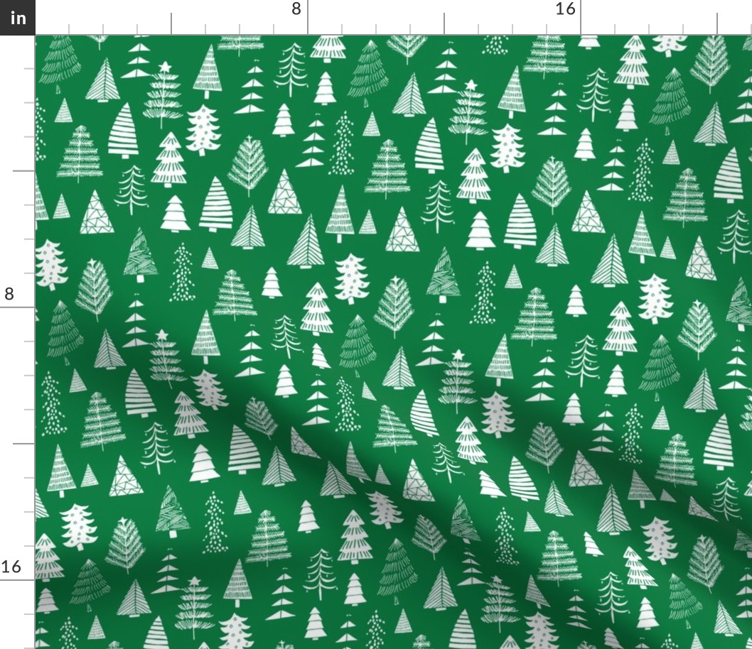 Christmas trees holiday fabric pattern green