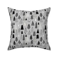 Christmas trees holiday fabric pattern grey 2