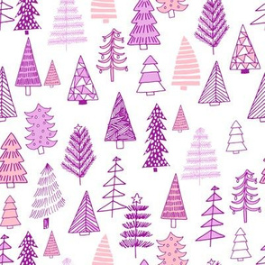 Christmas trees holiday fabric pattern pastel