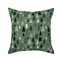 Christmas trees holiday fabric pattern sage green