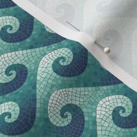 1:6 scale wave mosaic - navy, teal, white