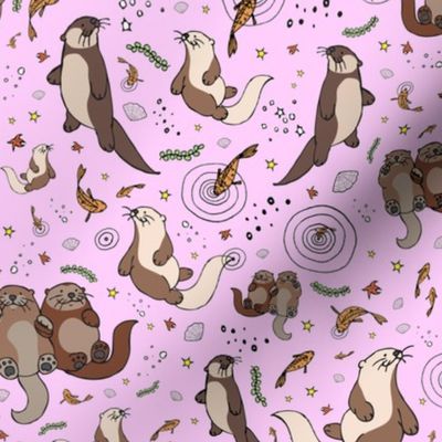 Otters on Pink