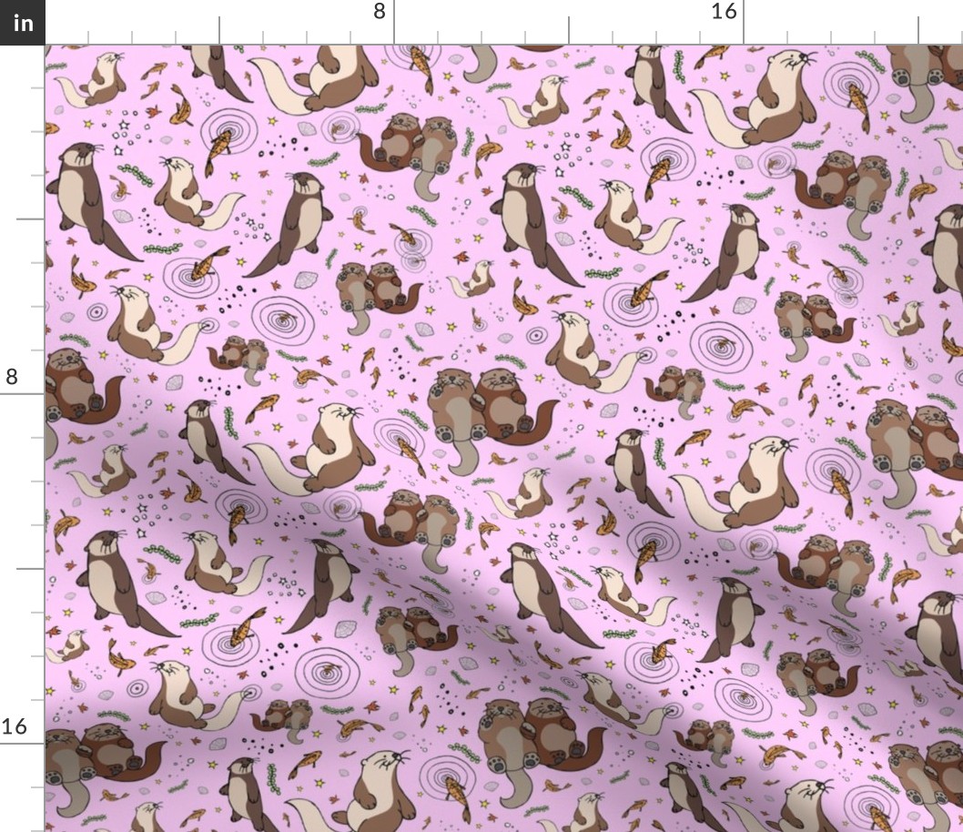 Otters on Pink