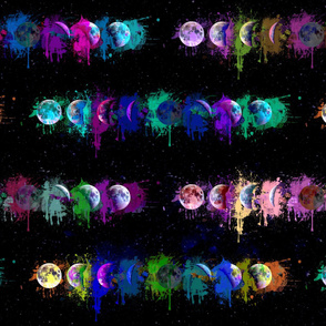 Lunar Phases Watercolor Drips