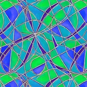 Stained Glass Blue Green