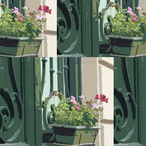 Geraniums in a Window Box - Paris in July