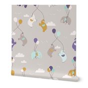 Fly fly elephants - grey and violet