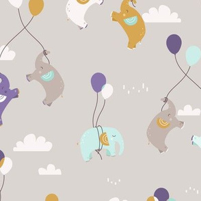 Fly fly elephants - grey and violet