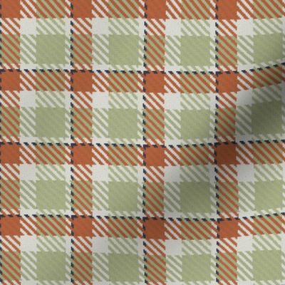 Terra Cotta Light Green Linen and Navy Bayeux Palette Plaid