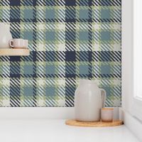 Navy Blue Gray and Light Green Bayeux Palette Plaid