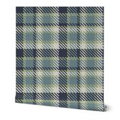 Navy Blue Gray and Light Green Bayeux Palette Plaid