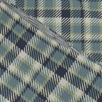 Navy Blue Gray and Light Green Bayeux Palette Plaid