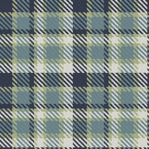 Navy Blue Gray and Light Green Bayeux Palette Plaid