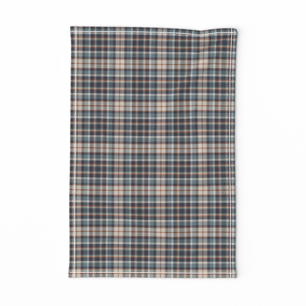 Navy Terra Cotta Blue Gray Linen and Green Gray Bayeux Palette Plaid