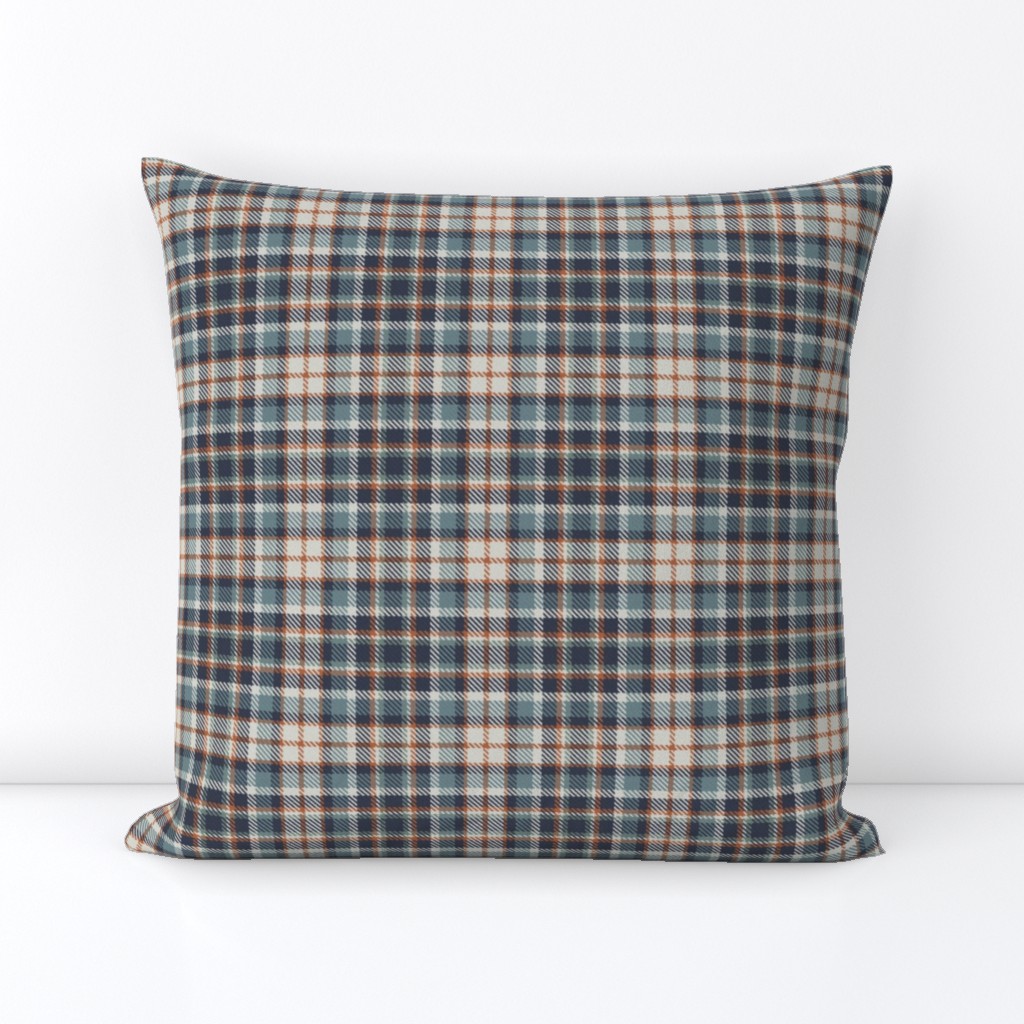 Navy Terra Cotta Blue Gray Linen and Green Gray Bayeux Palette Plaid