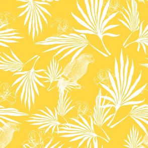parrot and palms - yellow