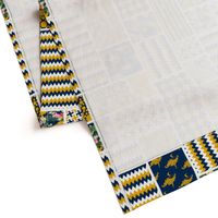 Blue Gold White  Patchwork