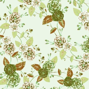 Chinoserie Rose Woodland Green