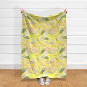 17-12X Peach Coral Yellow Green Watercolor Abstract Modern _ Miss Chiff Designs