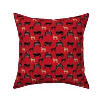 Great Dane fabric - cute dogs fabric - black and red