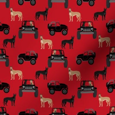 Great Dane fabric - cute dogs fabric - black and red