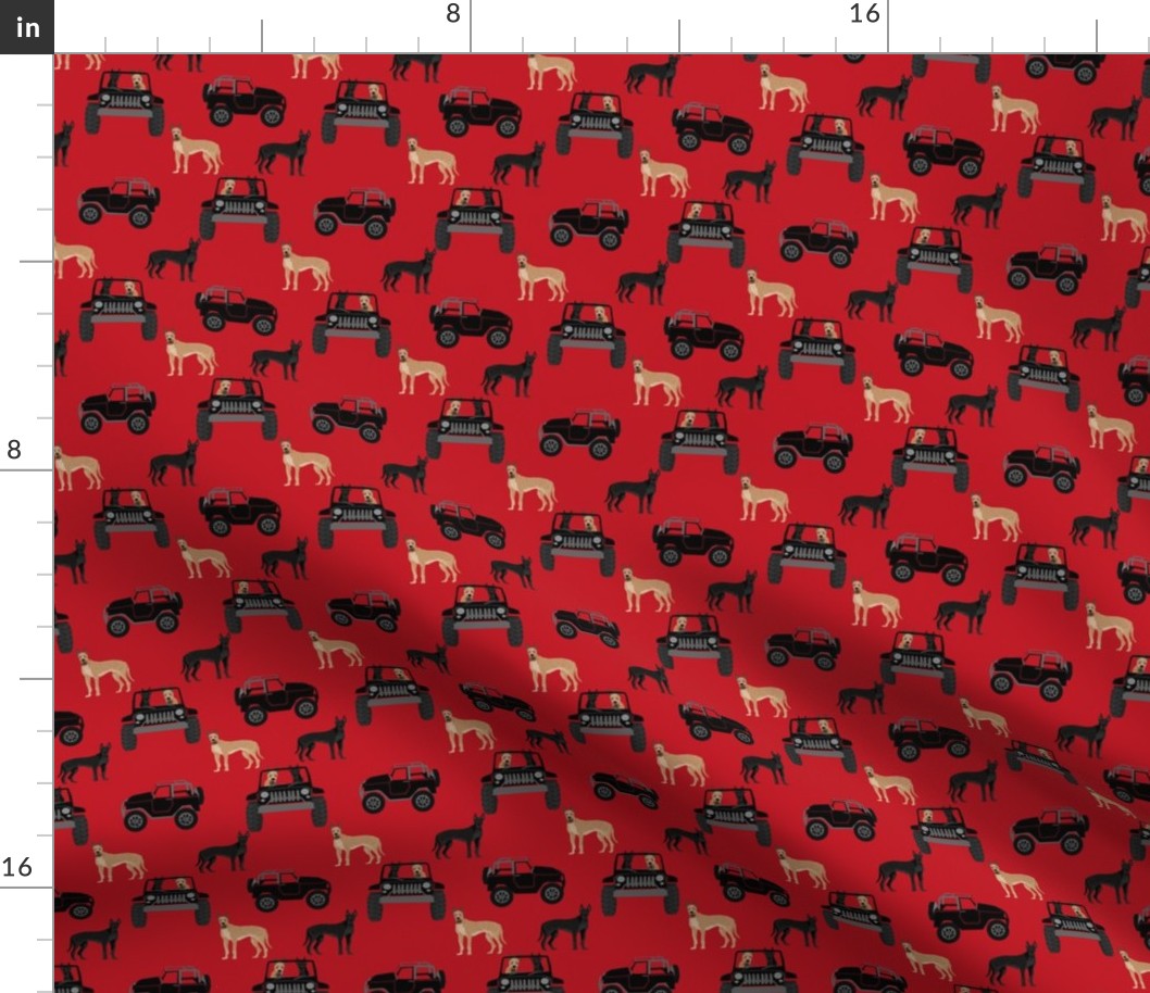 Great Dane fabric - cute dogs fabric - black and red