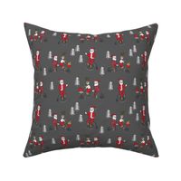 Santa Claus bicycle with reindeer christmas fabric charcoal