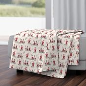 Santa Claus bicycle with reindeer christmas fabric off-white