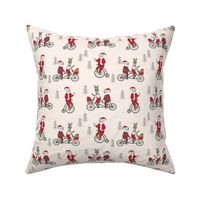 Santa Claus bicycle with reindeer christmas fabric off-white
