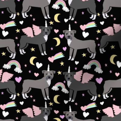 Pitbull unicorn magic rainbows fabric dog breed black