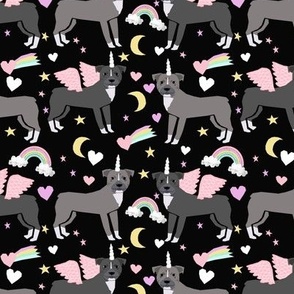 Pitbull unicorn magic rainbows fabric dog breed black