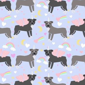 Pitbull unicorn magic rainbows fabric dog breed pastel purple