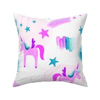 Electric Pink Unicorns Stars and Clouds